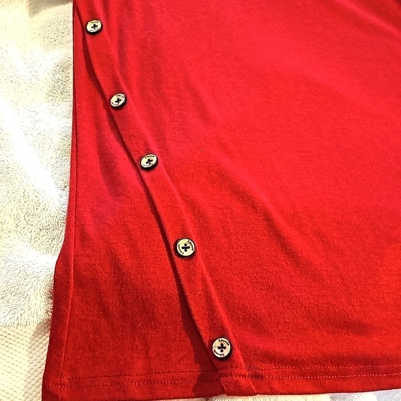NWT Maroon tunic w faux suede & side buttons Large - Picture 10 of 10